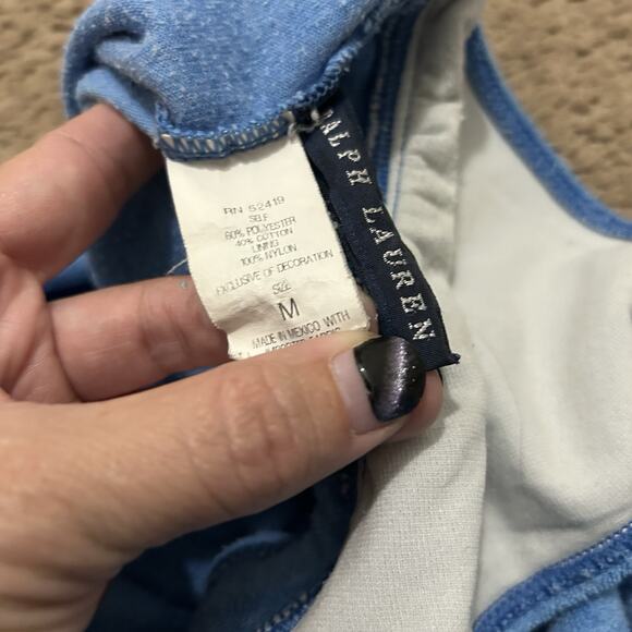 Vintage Y2K Ralph Lauren Terry Cloth Halter Dress Light Blue Size Medium - Picture 5 of 6